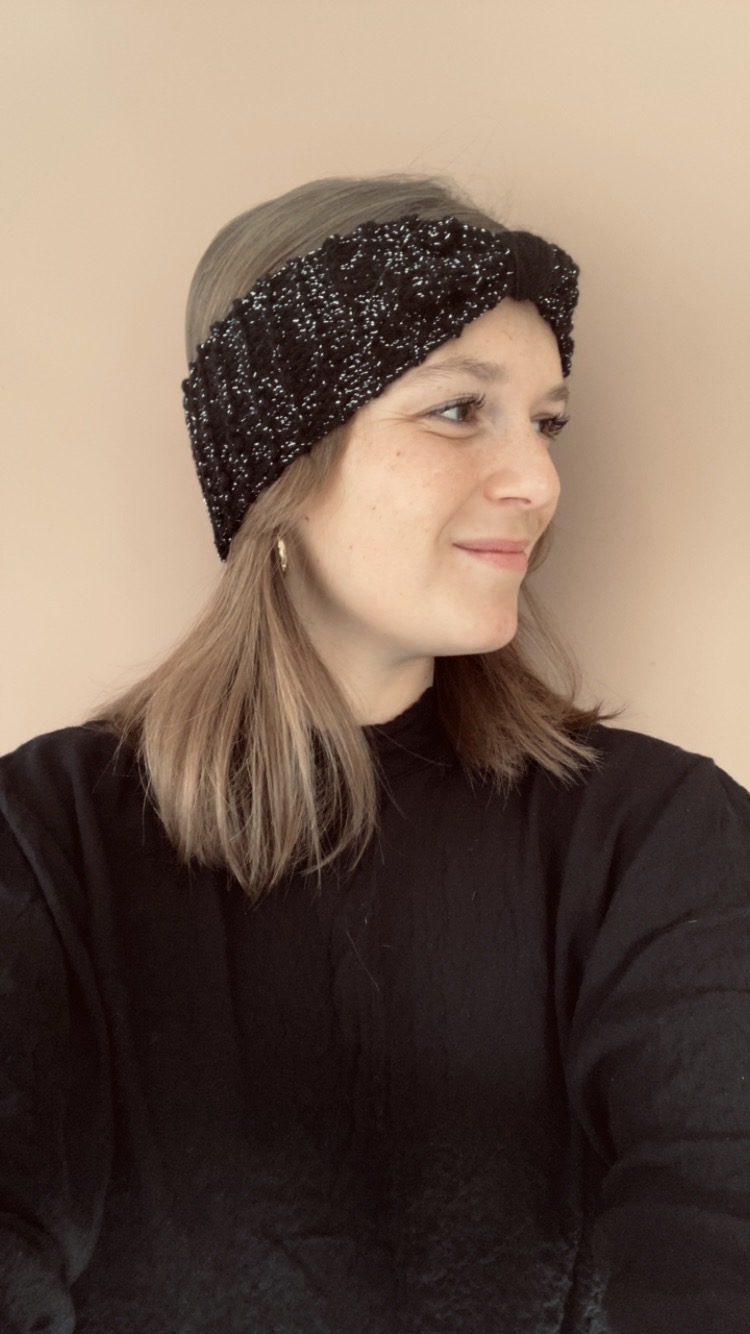 Bandeau en laine tricoté main – Image 4