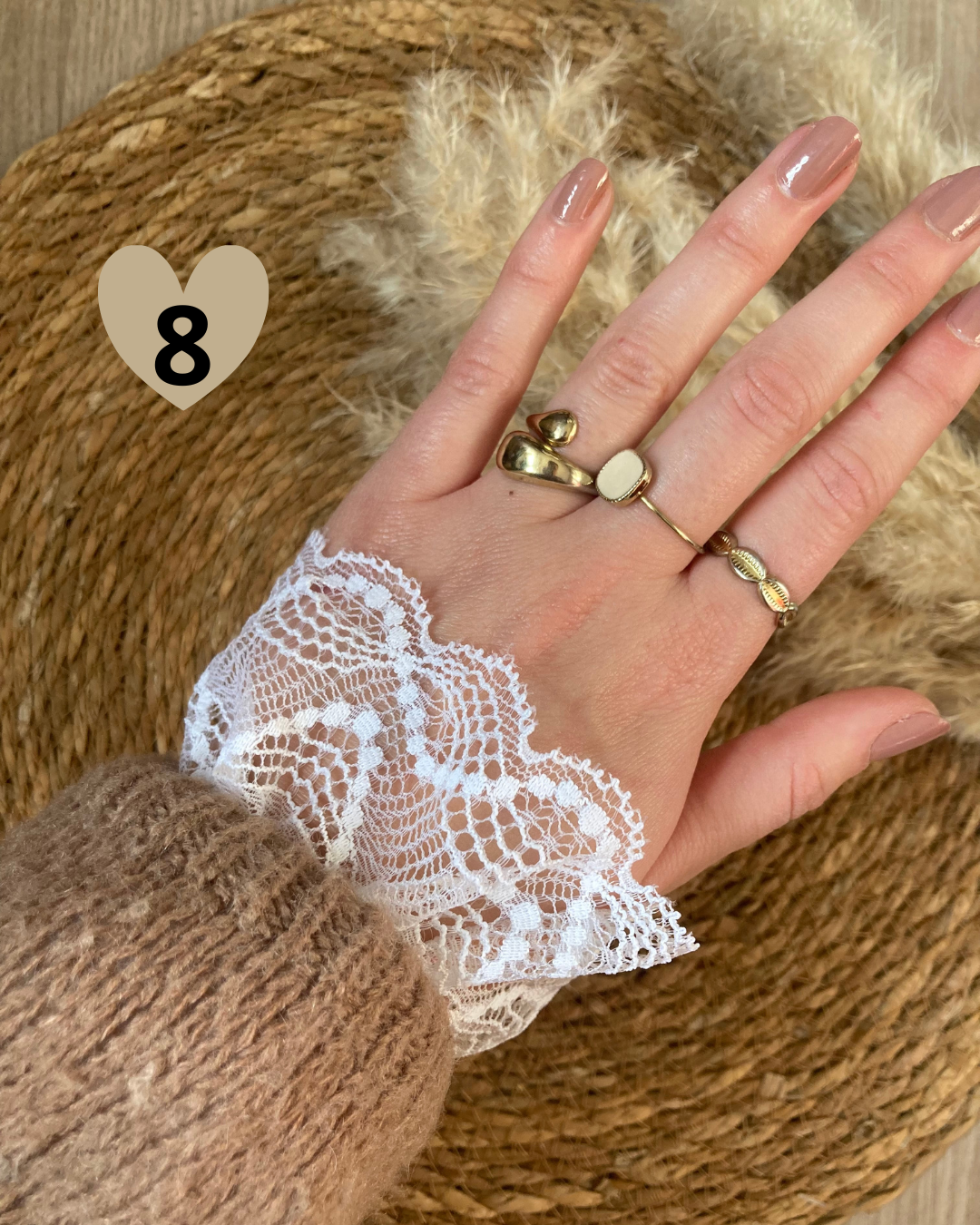 Manchettes amovibles en dentelle brodée blanche – Image 11