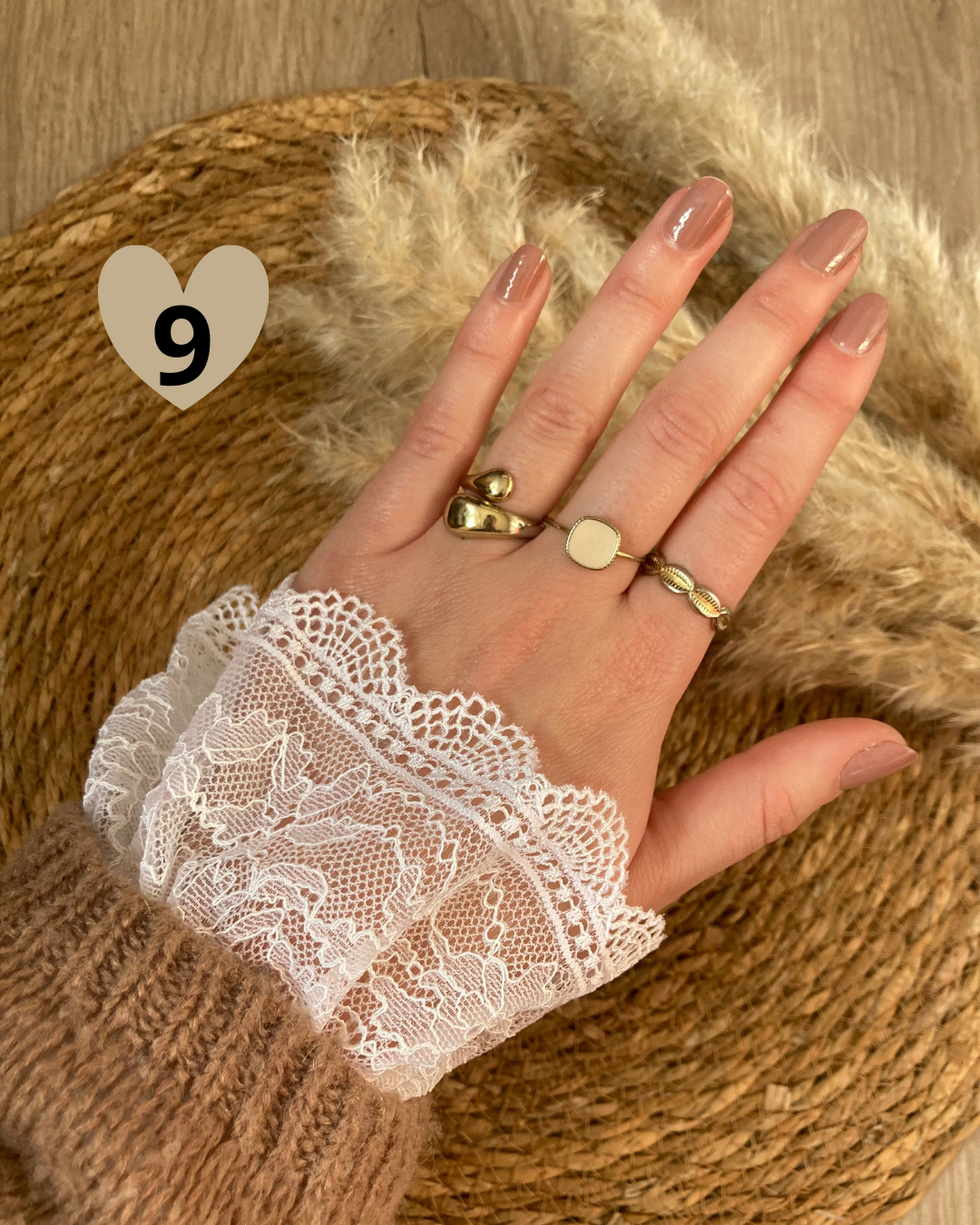 Manchettes amovibles en dentelle brodée blanche – Image 12