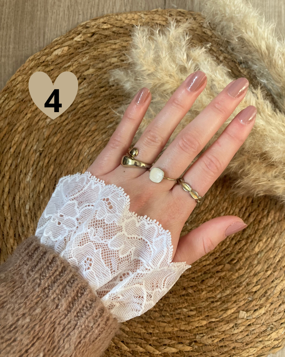 Manchettes amovibles en dentelle brodée blanche – Image 7